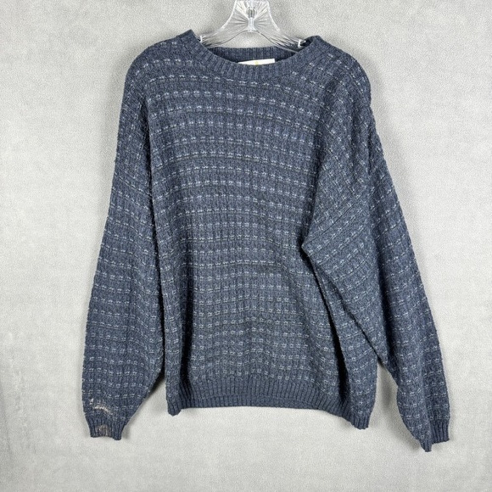 Bill Blass Mens Sweater L Blue Henley Golf‎ Made in USA Cotton Vintage
